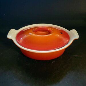 Vintage Descoware Enameled Cast Iron Small Casserole Dish